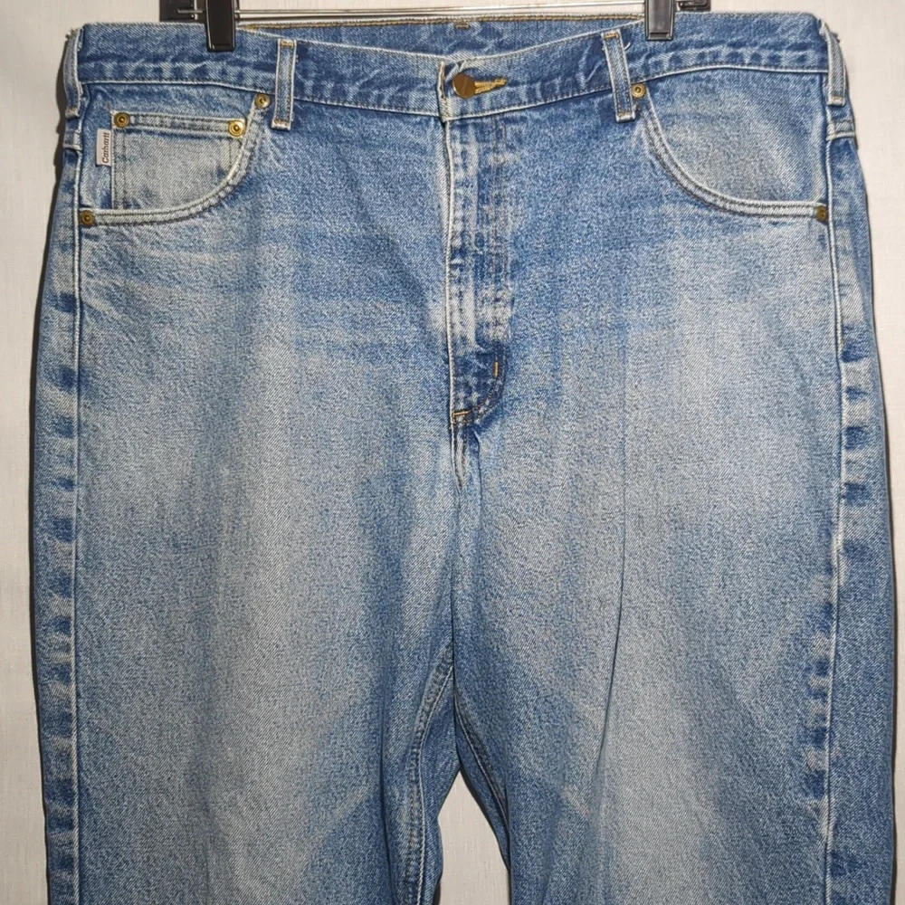 Carhartt Traditional Fit Tapered Straight Leg Mens Jeans Size 40 Leather Logo - Picture 3 of 7
